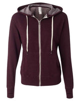 Independent Trading Co. PRM90HTZ Heathered French Terry Full-Zip Hooded Sweatshirt #color_Burgundy Heather