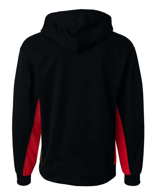 Badger 1454 Performance Fleece Hooded Sweatshirt #color_Black/ Red