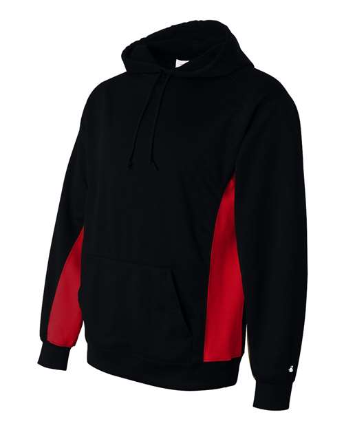 Badger 1454 Performance Fleece Hooded Sweatshirt #color_Black/ Red