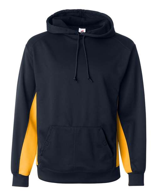 Badger 1454 Performance Fleece Hooded Sweatshirt #color_Navy/ Gold