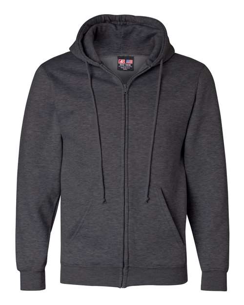 Bayside BA900 Adult  9.5oz., 80% cotton/20% polyester Full-Zip Hooded Sweatshirt #color_CHARCOAL HTHR