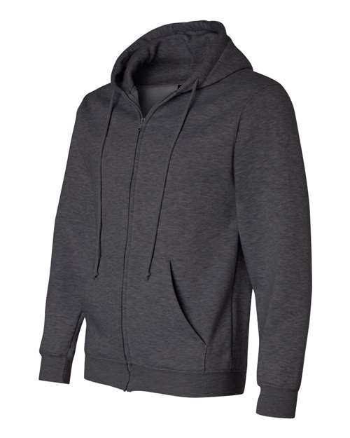 Bayside BA900 Adult  9.5oz., 80% cotton/20% polyester Full-Zip Hooded Sweatshirt #color_CHARCOAL HTHR