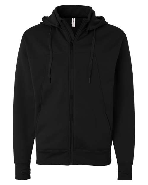 Independent Trading Co. EXP80PTZ Poly-Tech Full-Zip Hooded Sweatshirt #color_Black