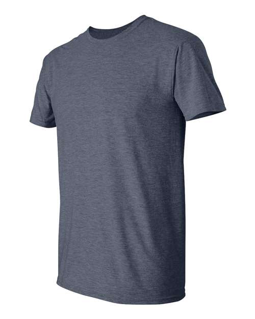 Gildan G640 Adult Softstyle 4.5 oz T-Shirt #color_HEATHER NAVY