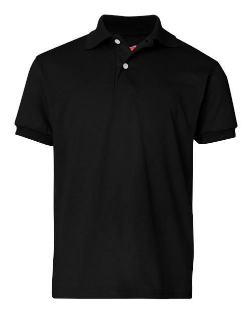 Hanes 054Y Youth 50/50 EcoSmart Jersey Knit Polo #color_BLACK