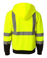 Kishigo JS102-103 Hi-Vis Full-Zip Hooded Sweatshirt #color_Lime