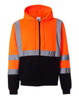 Kishigo JS102-103 Hi-Vis Full-Zip Hooded Sweatshirt #color_Orange