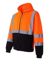 Kishigo JS102-103 Hi-Vis Full-Zip Hooded Sweatshirt #color_Orange