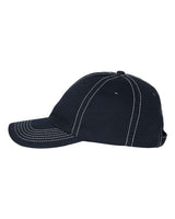 Valucap VC300A Bio-Washed Classic Dad Hat #color_Navy/ Stone Stitch
