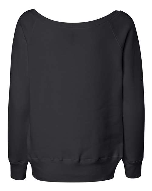 Bella + Canvas 7501 Ladies' Sponge Fleece Wide Neck Sweatshirt #color_SOLID BLK TRBLND