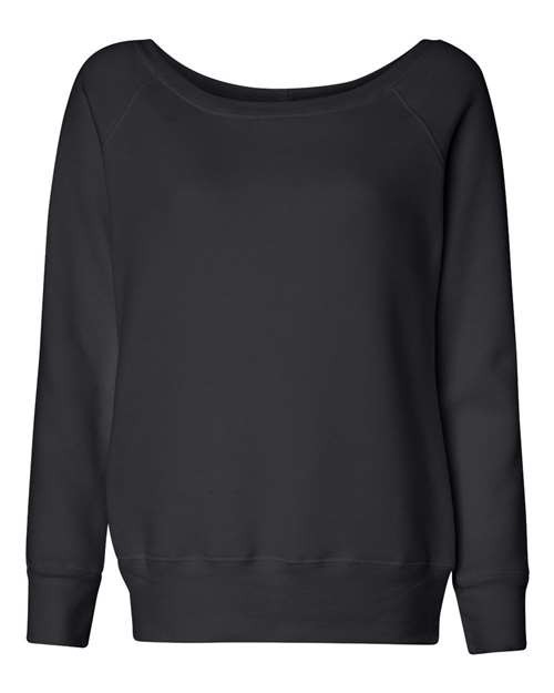 Bella + Canvas 7501 Ladies' Sponge Fleece Wide Neck Sweatshirt #color_SOLID BLK TRBLND