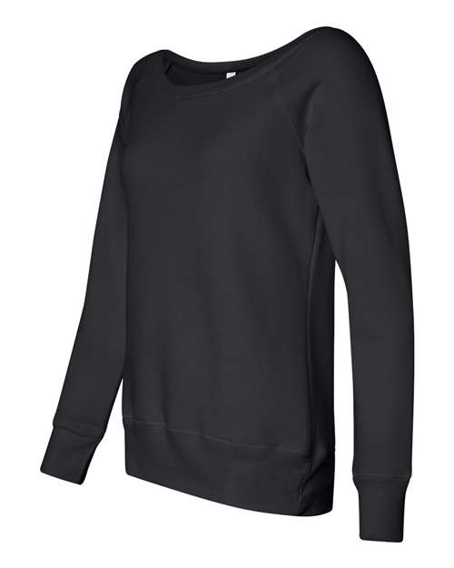 Bella + Canvas 7501 Ladies' Sponge Fleece Wide Neck Sweatshirt #color_SOLID BLK TRBLND