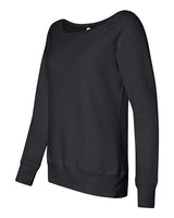 Bella + Canvas 7501 Ladies' Sponge Fleece Wide Neck Sweatshirt #color_SOLID BLK TRBLND