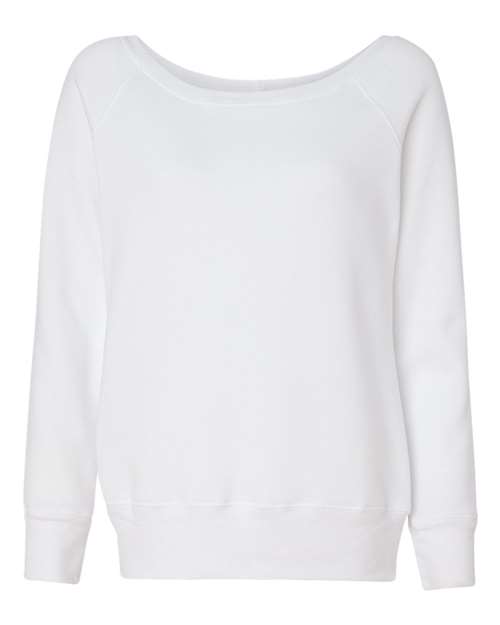 Bella + Canvas 7501 Ladies' Sponge Fleece Wide Neck Sweatshirt #color_SOLID WHT TRBLND