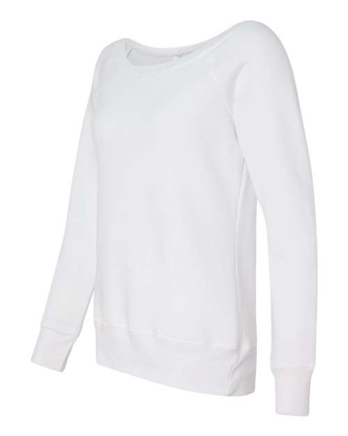 Bella + Canvas 7501 Ladies' Sponge Fleece Wide Neck Sweatshirt #color_SOLID WHT TRBLND