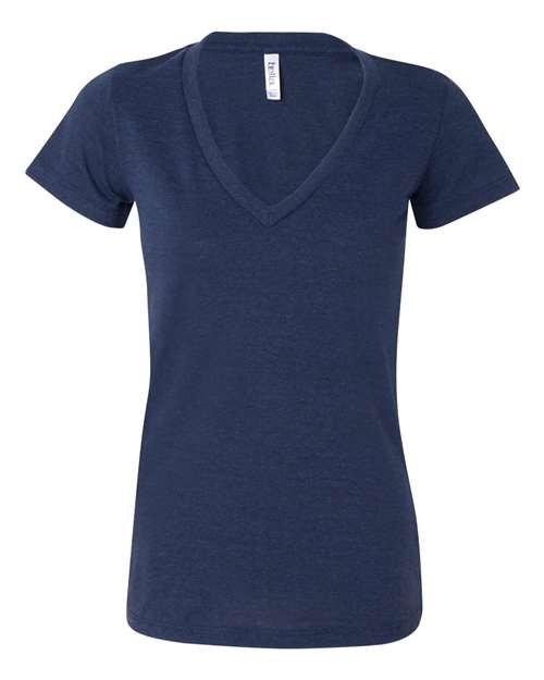 Bella + Canvas 8435 Ladies' Triblend Short-Sleeve Deep V-Neck T-Shirt #color_NAVY TRIBLEND
