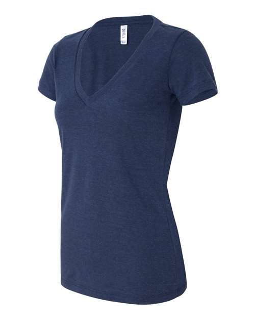 Bella + Canvas 8435 Ladies' Triblend Short-Sleeve Deep V-Neck T-Shirt #color_NAVY TRIBLEND