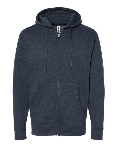 Independent Trading Co. SS4500Z Midweight Full-Zip Hooded Sweatshirt #color_Classic Navy Heather