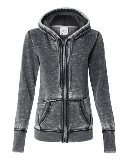 J America JA8913 Ladies' Zen Full-Zip Fleece Hooded Sweatshirt #color_DARK SMOKE