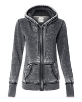 J America JA8913 Ladies' Zen Full-Zip Fleece Hooded Sweatshirt #color_DARK SMOKE