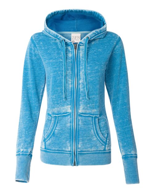 J America JA8913 Ladies' Zen Full-Zip Fleece Hooded Sweatshirt #color_OCEANBERRY