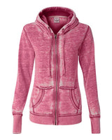 J America JA8913 Ladies' Zen Full-Zip Fleece Hooded Sweatshirt #color_WILDBERRY