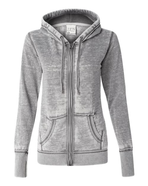 J America JA8913 Ladies' Zen Full-Zip Fleece Hooded Sweatshirt #color_CEMENT