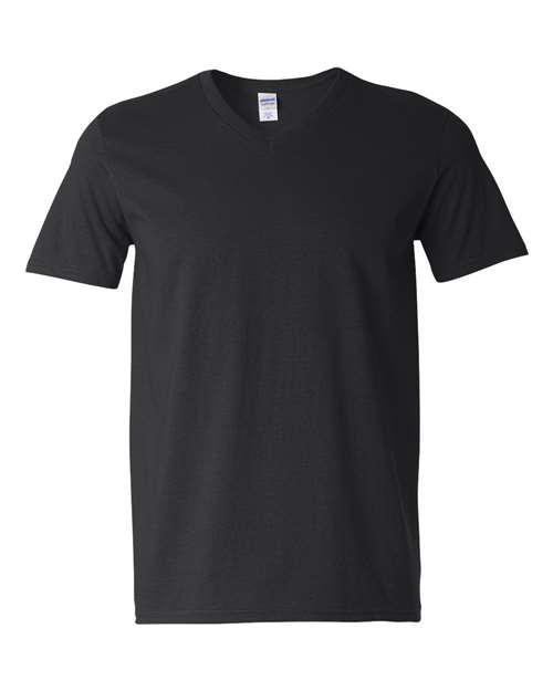Gildan G64V Adult Softstyle V-Neck T-Shirt #color_BLACK