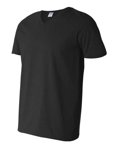 Gildan G64V Adult Softstyle V-Neck T-Shirt #color_BLACK