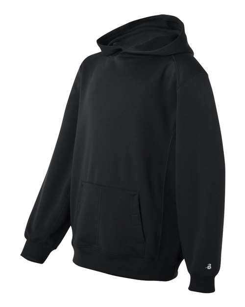 Badger 2454 Youth Performance Fleece Hooded Sweatshirt #color_Black