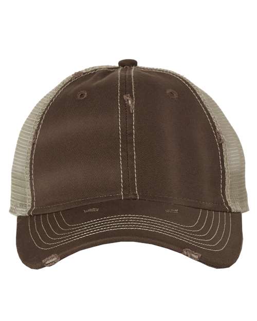 Valucap 3150 Bounty Dirty-Washed Mesh-Back Cap #color_Fatigue/ Khaki