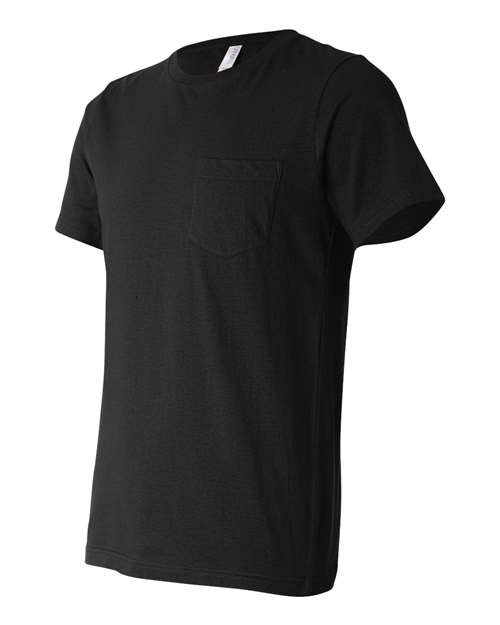 Bella + Canvas 3021 Men's Jersey Short-Sleeve Pocket T-Shirt #color_BLACK