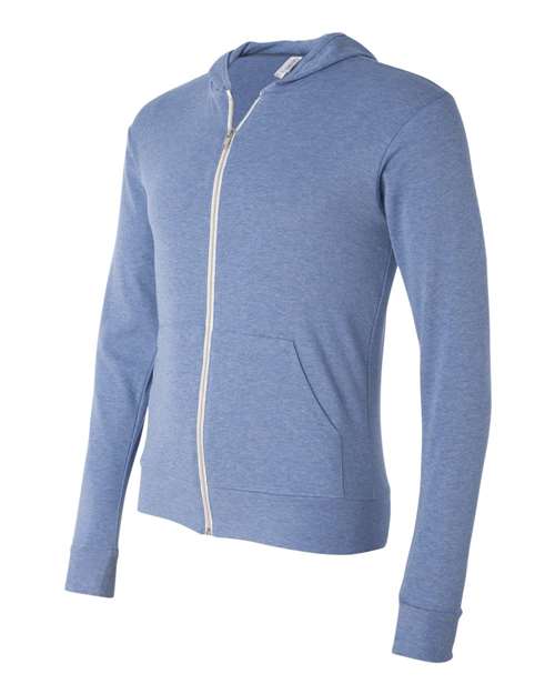 Bella + Canvas 3939 Unisex Triblend Full-Zip Lightweight Hoodie #color_BLUE TRIBLEND