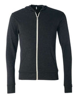 Bella + Canvas 3939 Unisex Triblend Full-Zip Lightweight Hoodie #color_CHAR-BLACK TRIB