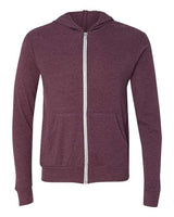Bella + Canvas 3939 Unisex Triblend Full-Zip Lightweight Hoodie #color_MAROON TRIBLEND