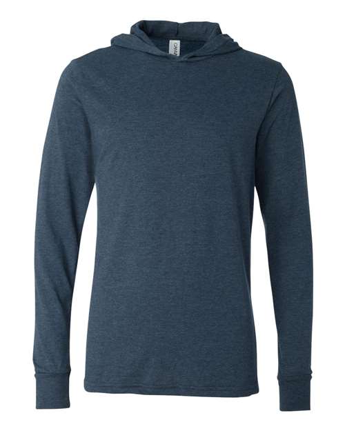 Bella + Canvas 3512 Unisex Jersey Long-Sleeve Hoodie #color_HEATHER NAVY