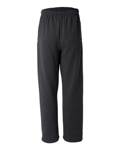 Jerzees 974MP Adult NuBlend Open-Bottom Fleece Sweatpants #color_BLACK HEATHER