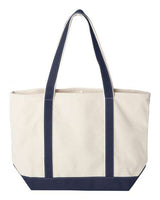 Liberty Bags 8872 Carmel Classic XL Cotton Canvas Boat Tote #color_NATURAL/ NAVY