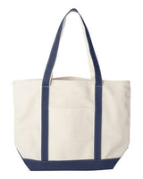 Liberty Bags 8872 Carmel Classic XL Cotton Canvas Boat Tote #color_NATURAL/ NAVY