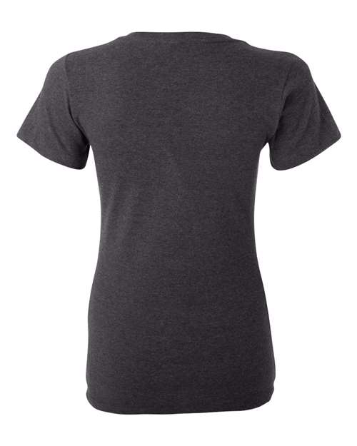 Bella + Canvas B6035 Ladies' Jersey Short-Sleeve Deep V-Neck T-Shirt #color_DRK GREY HEATHER