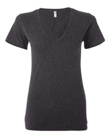 Bella + Canvas B6035 Ladies' Jersey Short-Sleeve Deep V-Neck T-Shirt #color_DRK GREY HEATHER