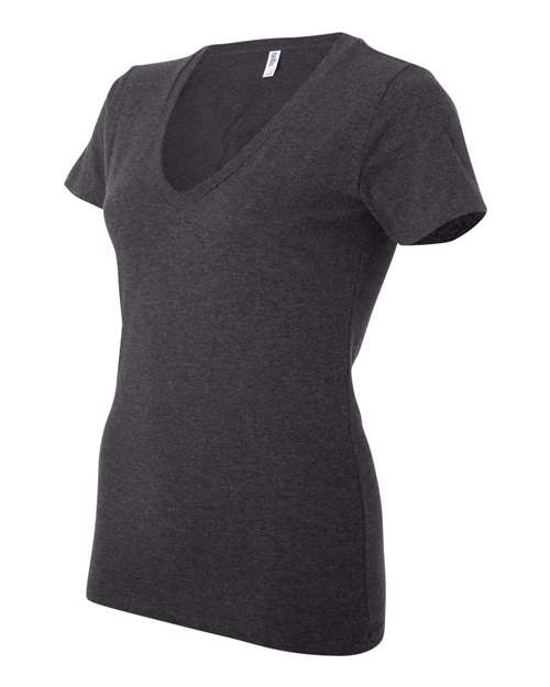 Bella + Canvas B6035 Ladies' Jersey Short-Sleeve Deep V-Neck T-Shirt #color_DRK GREY HEATHER