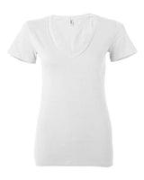 Bella + Canvas B6035 Ladies' Jersey Short-Sleeve Deep V-Neck T-Shirt #color_WHITE