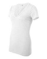 Bella + Canvas B6035 Ladies' Jersey Short-Sleeve Deep V-Neck T-Shirt #color_WHITE