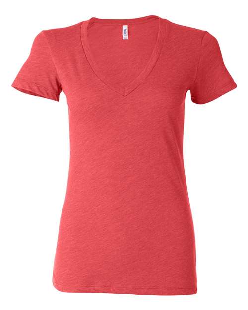 Bella + Canvas 8435 Ladies' Triblend Short-Sleeve Deep V-Neck T-Shirt #color_RED TRIBLEND
