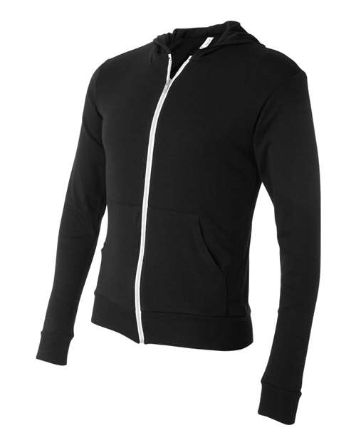 Bella + Canvas 3939 Unisex Triblend Full-Zip Lightweight Hoodie #color_BLACK TRIBLEND