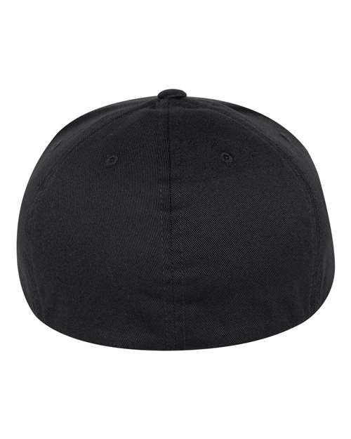 Flexfit 6297F Adult Wooly Twill Pro Baseball On-Field Shape Cap with Flat Bill #color_BLACK