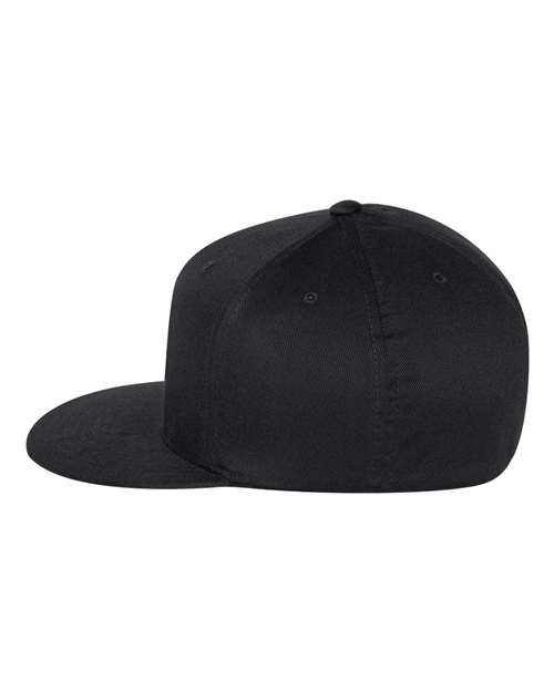 Flexfit 6297F Adult Wooly Twill Pro Baseball On-Field Shape Cap with Flat Bill #color_BLACK