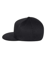 Flexfit 6297F Adult Wooly Twill Pro Baseball On-Field Shape Cap with Flat Bill #color_BLACK