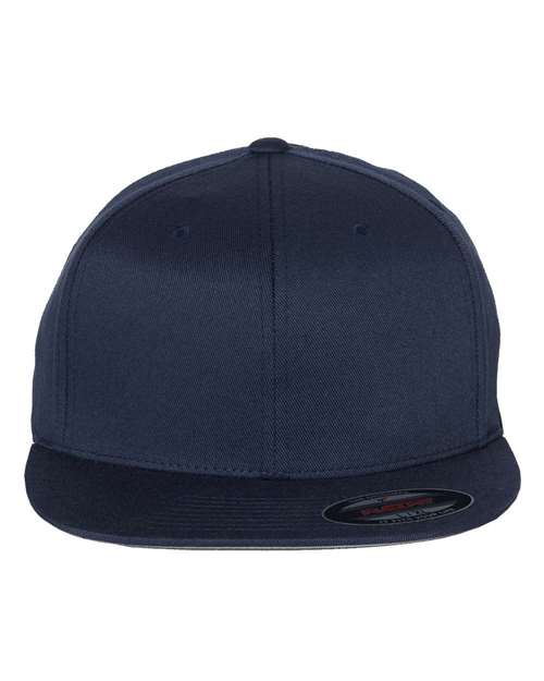 Flexfit 6297F Adult Wooly Twill Pro Baseball On-Field Shape Cap with Flat Bill #color_NAVY